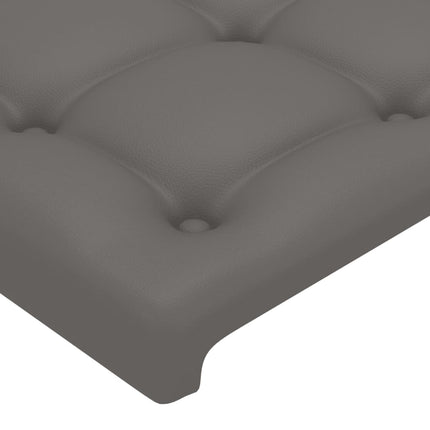 sengegavl med LED-lys 80x5x78/88 cm kunstlæder grå