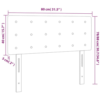sengegavl med LED-lys 80x5x78/88 cm kunstlæder grå