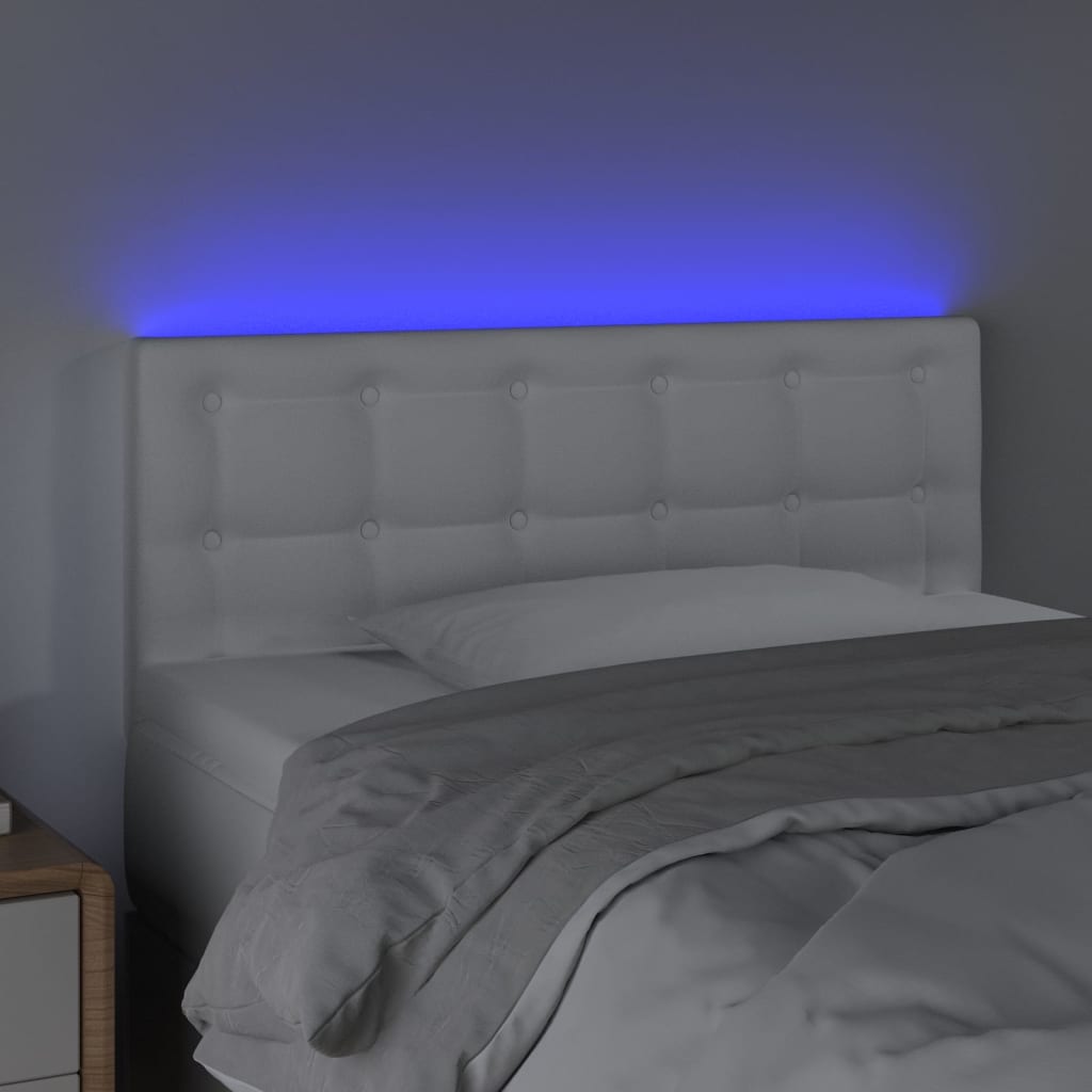 sengegavl med LED-lys 90x5x78/88 cm kunstlæder hvid