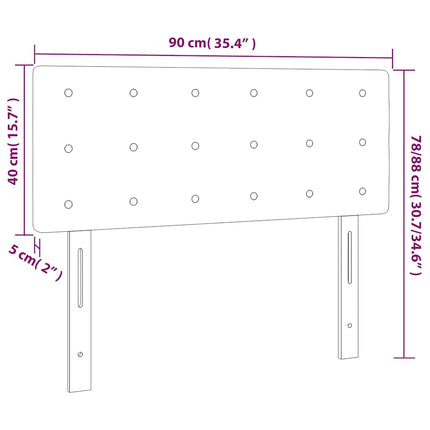 sengegavl med LED-lys 90x5x78/88 cm kunstlæder hvid