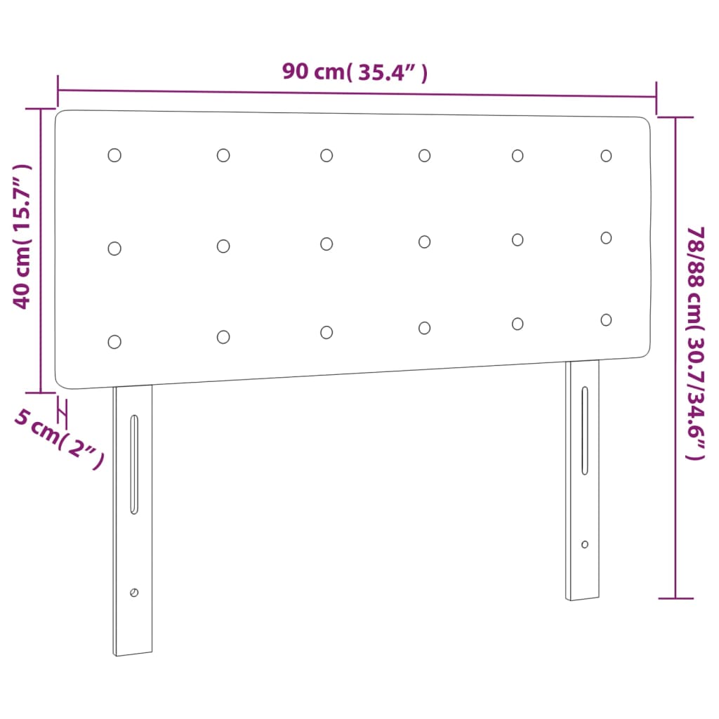sengegavl med LED-lys 90x5x78/88 cm kunstlæder hvid