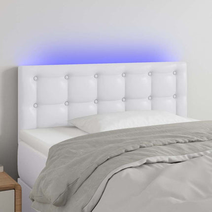 sengegavl med LED-lys 90x5x78/88 cm kunstlæder hvid