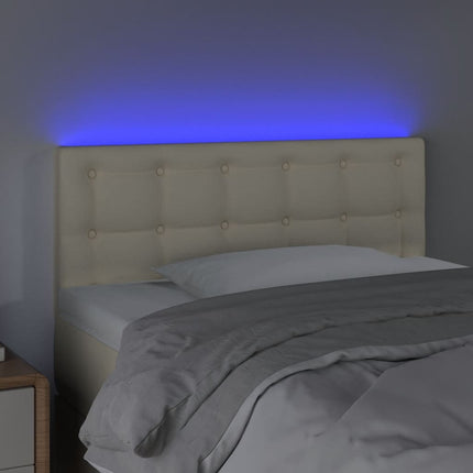 sengegavl med LED-lys 100x5x78/88 cm kunstlæder cremefarvet