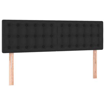 sengegavl med LED-lys 144x5x78/88 cm kunstlæder sort