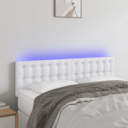 sengegavl med LED-lys 144x5x78/88 cm kunstlæder hvid
