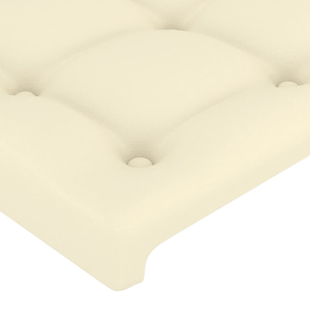 sengegavl med LED-lys 144x5x78/88 cm kunstlæder cremefarvet