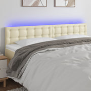sengegavl med LED-lys 160x5x78/88 cm kunstlæder cremefarvet