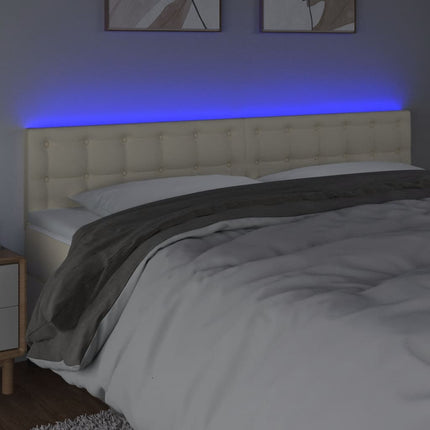 sengegavl med LED-lys 180x5x78/88 cm kunstlæder cremefarvet