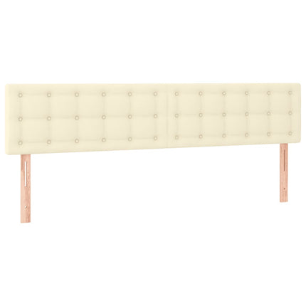 sengegavl med LED-lys 180x5x78/88 cm kunstlæder cremefarvet