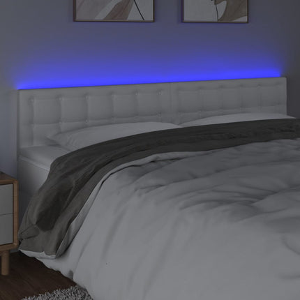 sengegavl med LED-lys 200x5x78/88 cm kunstlæder hvid