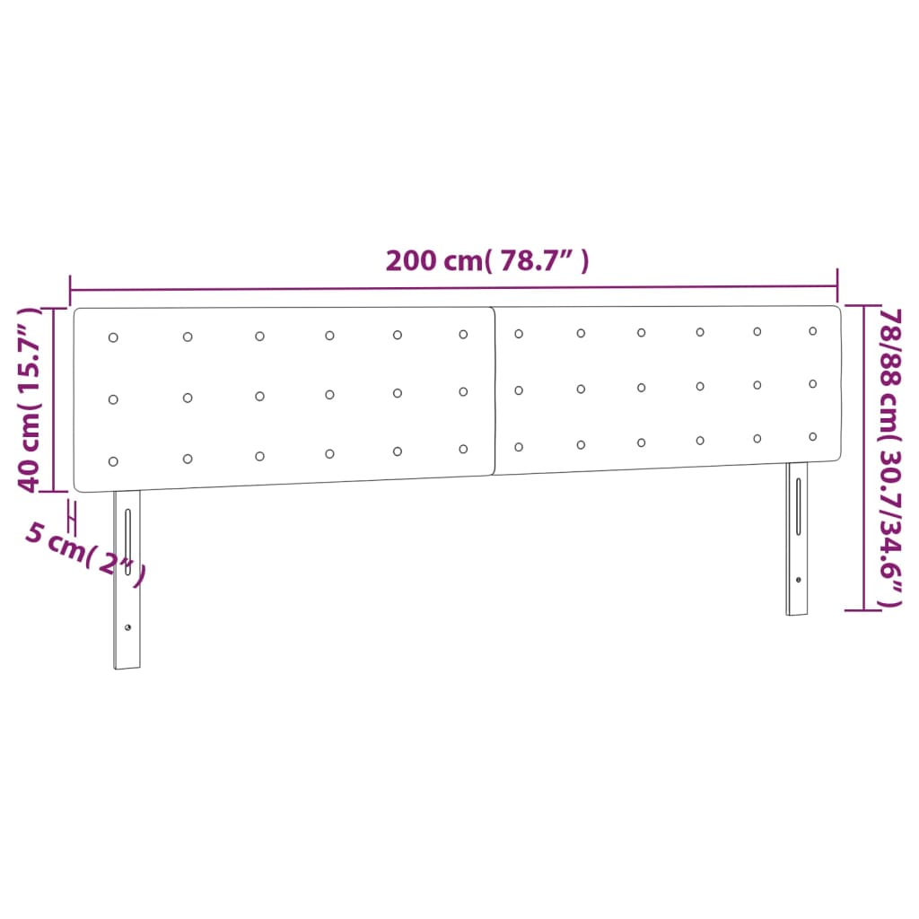 sengegavl med LED-lys 200x5x78/88 cm kunstlæder grå