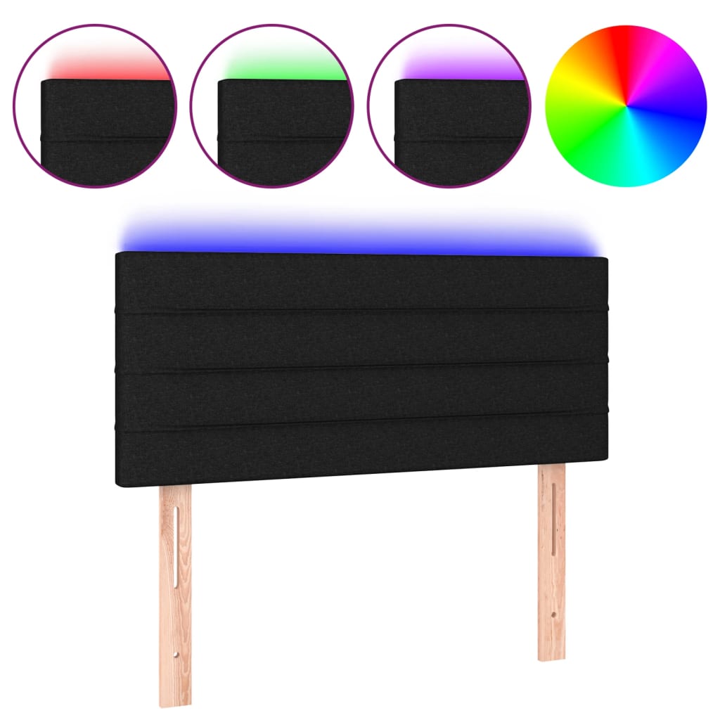 sengegavl med LED-lys 80x5x78/88 cm stof sort