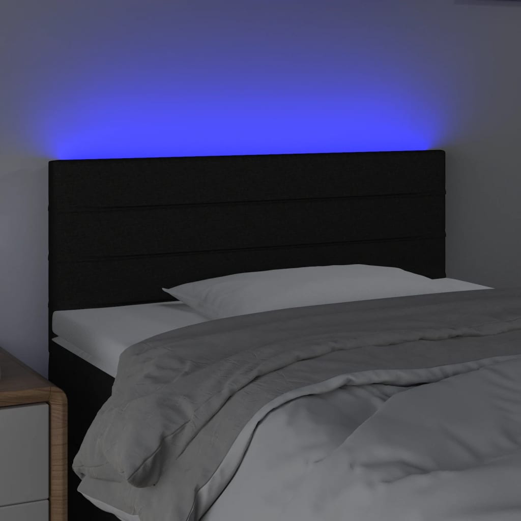 sengegavl med LED-lys 80x5x78/88 cm stof sort