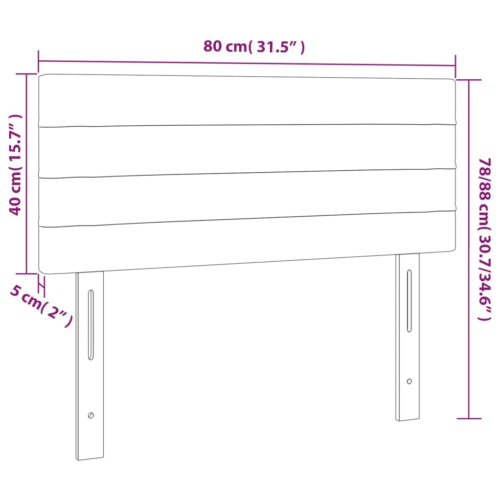 sengegavl med LED-lys 80x5x78/88 cm stof gråbrun