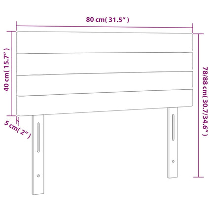sengegavl med LED-lys 80x5x78/88 cm stof gråbrun