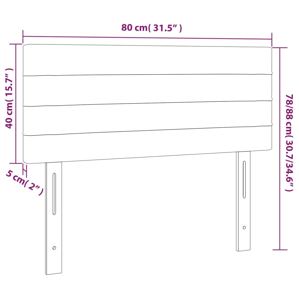 sengegavl med LED-lys 80x5x78/88 cm stof cremefarvet
