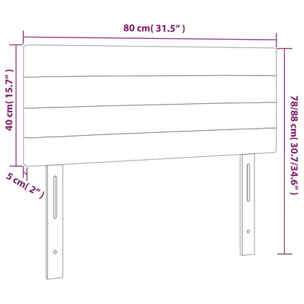 sengegavl med LED-lys 80x5x78/88 cm stof cremefarvet