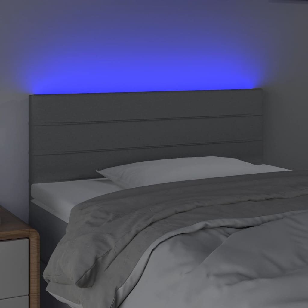 sengegavl med LED-lys 90x5x78/88 cm stof lysegrå