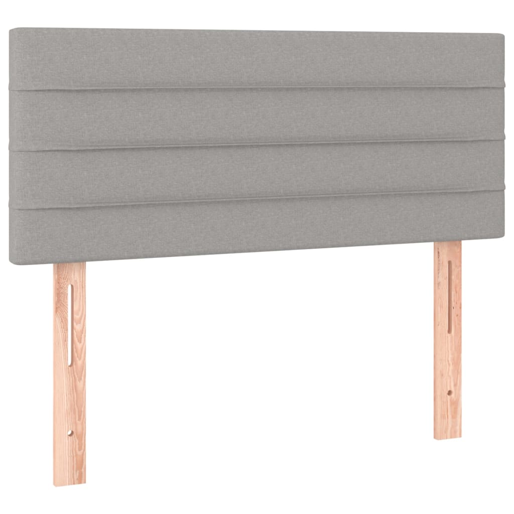 sengegavl med LED-lys 90x5x78/88 cm stof lysegrå
