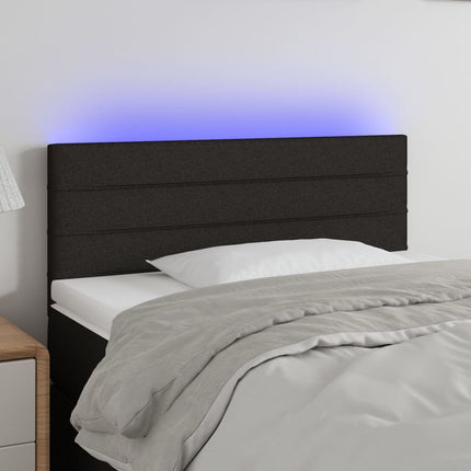 sengegavl med LED-lys 90x5x78/88 cm stof sort