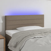 sengegavl med LED-lys 90x5x78/88 cm stof gråbrun