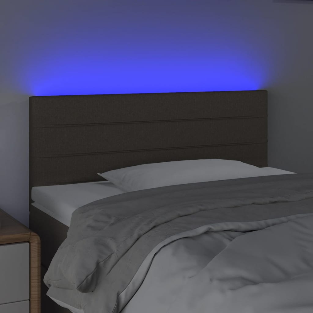 sengegavl med LED-lys 100x5x78/88 cm stof gråbrun
