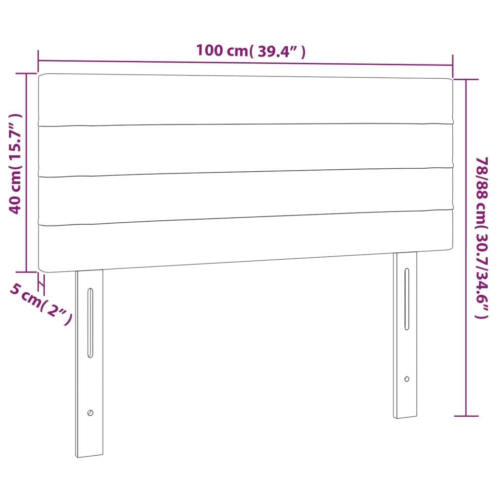 sengegavl med LED-lys 100x5x78/88 cm stof cremefarvet