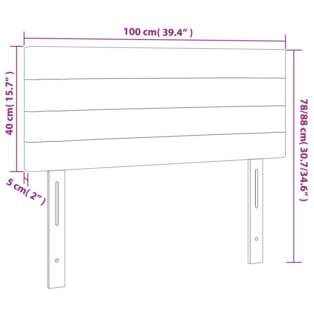 sengegavl med LED-lys 100x5x78/88 cm stof blå