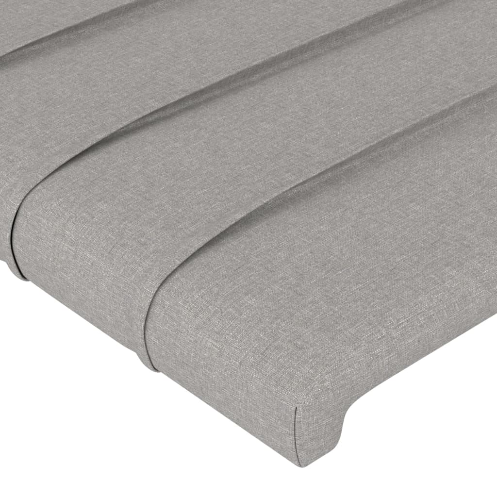 sengegavl med LED-lys 144x5x78/88 cm stof lysegrå