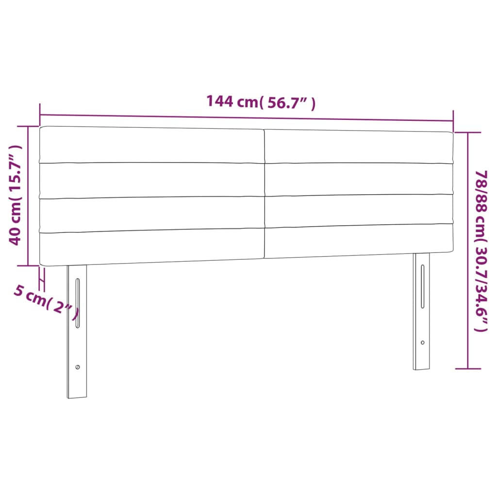 sengegavl med LED-lys 144x5x78/88 cm stof gråbrun
