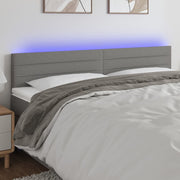 sengegavl med LED-lys 160x5x78/88 cm stof mørkegrå