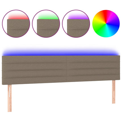 sengegavl med LED-lys 160x5x78/88 cm stof gråbrun