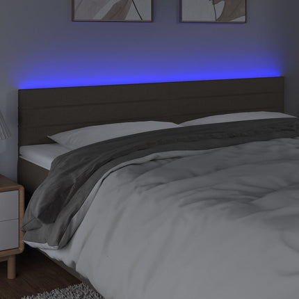 sengegavl med LED-lys 160x5x78/88 cm stof gråbrun
