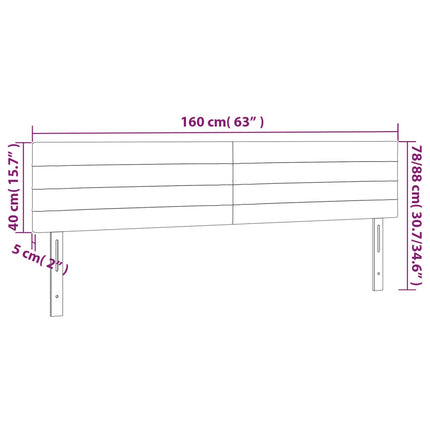 sengegavl med LED-lys 160x5x78/88 cm stof gråbrun