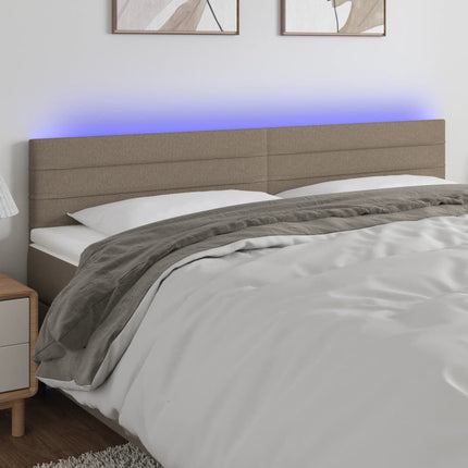 sengegavl med LED-lys 160x5x78/88 cm stof gråbrun