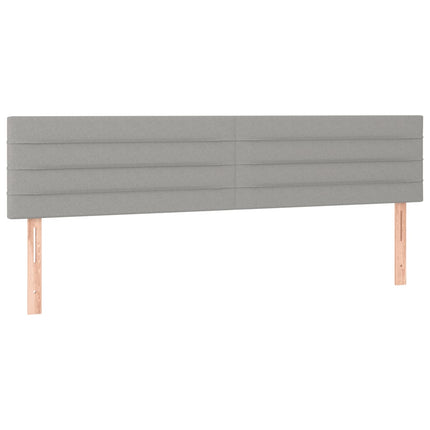 sengegavl med LED-lys 200x5x78/88 cm stof lysegrå