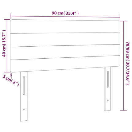 sengegavl med LED-lys 90x5x78/88 cm fløjl sort