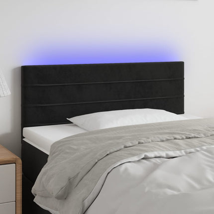 sengegavl med LED-lys 90x5x78/88 cm fløjl sort