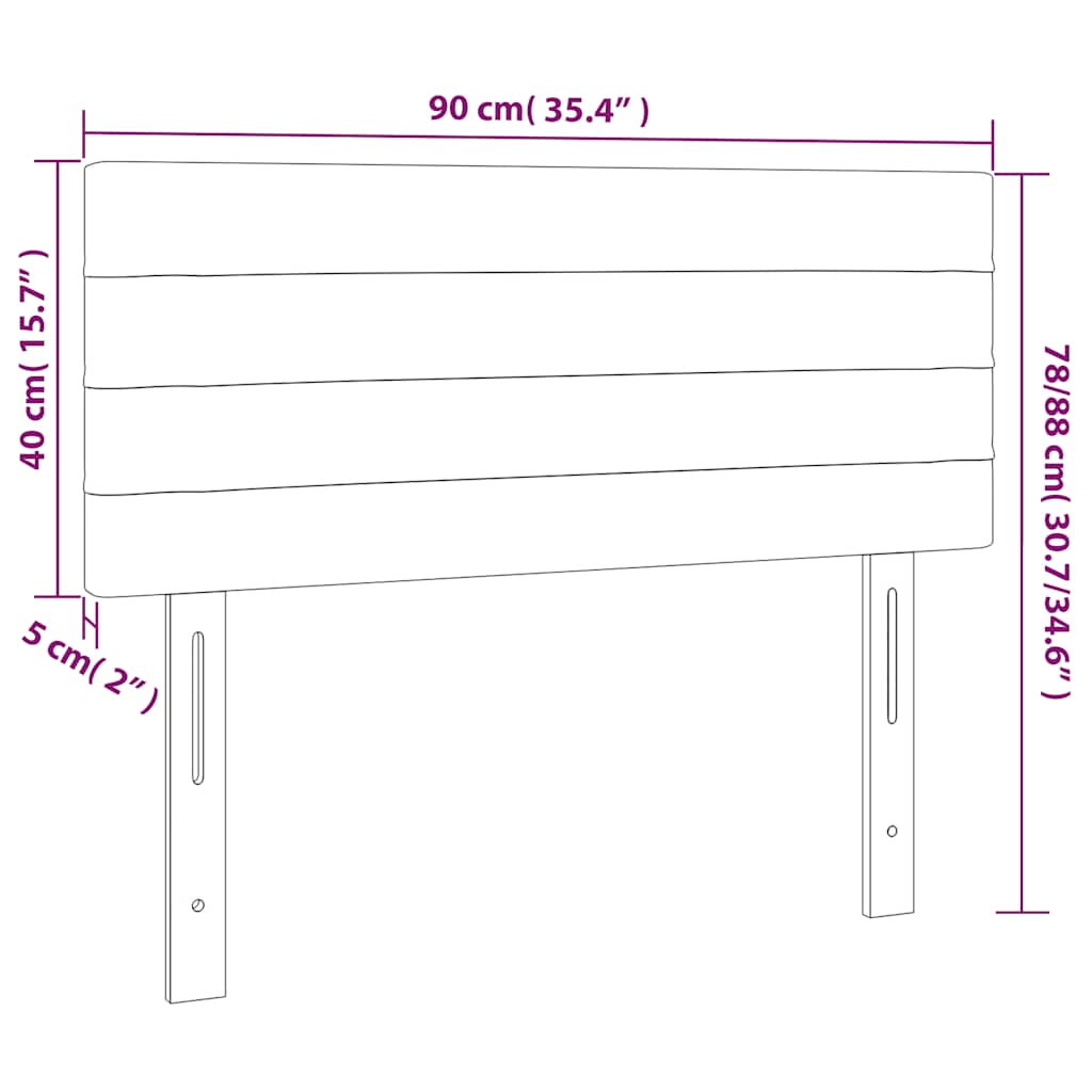 sengegavl med LED-lys 90x5x78/88 cm fløjl mørkeblå