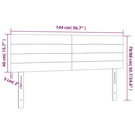 sengegavl med LED-lys 144x5x78/88 cm fløjl sort