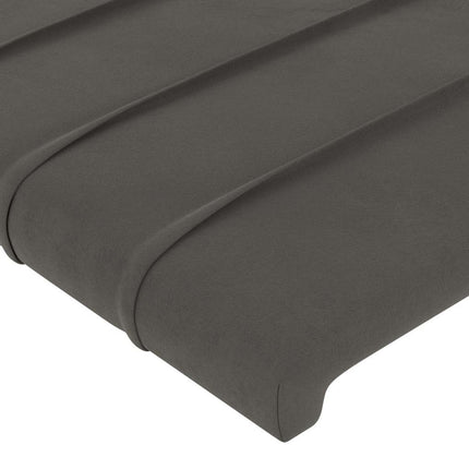 sengegavl med LED-lys 160x5x78/88 cm velour mørkegrå
