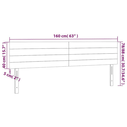 sengegavl med LED-lys 160x5x78/88 cm fløjl mørkeblå