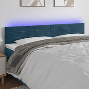 sengegavl med LED-lys 180x5x78/88 cm fløjl mørkeblå
