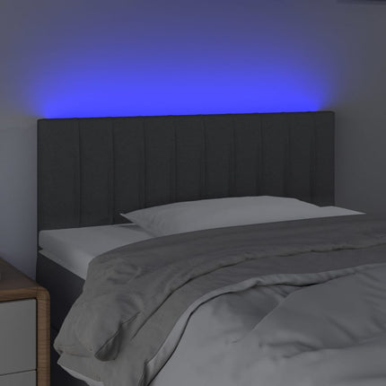 sengegavl med LED-lys 80x5x78/88 cm stof mørkegrå