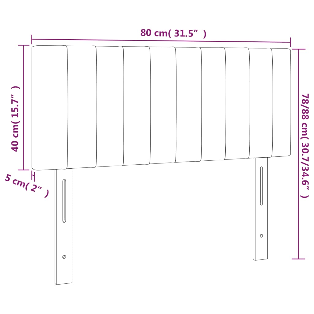 sengegavl med LED-lys 80x5x78/88 cm stof sort