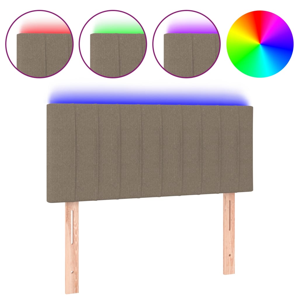sengegavl med LED-lys 80x5x78/88 cm stof gråbrun