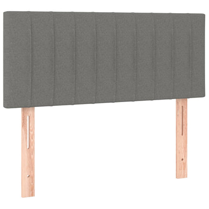 sengegavl med LED-lys 90x5x78/88 cm stof mørkegrå