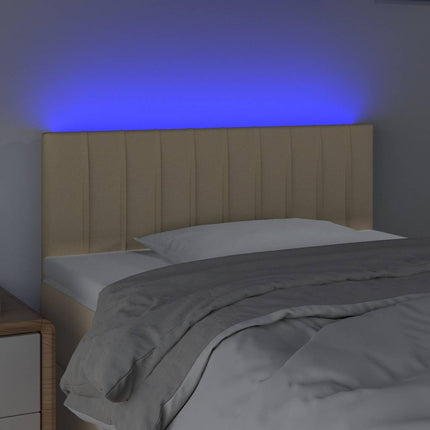 sengegavl med LED-lys 90x5x78/88 cm stof cremefarvet