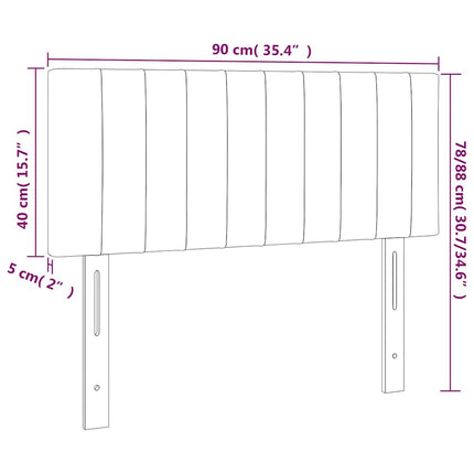 sengegavl med LED-lys 90x5x78/88 cm stof cremefarvet
