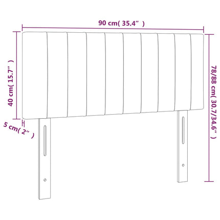 sengegavl med LED-lys 90x5x78/88 cm stof blå